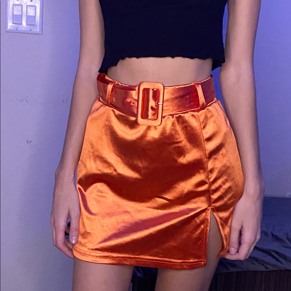 Bright orange skirt with belt